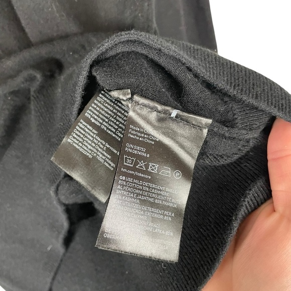 H&M Slim Fit Black Crewneck Sweater 85% Cotton 15% Cashmere Size XS - Picture 4 of 6